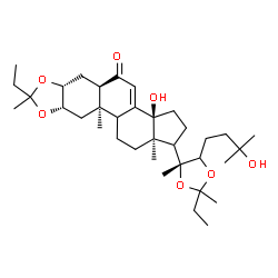 ChemSpider 2D Image | (3aS,5aR,6aR,9aS,10aR,12aR)-8-Ethyl-1-[(4R)-2-ethyl-5-(3-hydroxy-3-methylbutyl)-2,4-dimethyl-1,3-dioxolan-4-yl]-3a-hydroxy-8,10a,12a-trimethyl-1,2,3,3a,5a,6,6a,9a,10,10a,10b,11,12,12a-tetradecahydro-5
H-cyclopenta[7,8]phenanthro[2,3-d][1,3]dioxol-5-one | C35H56O7