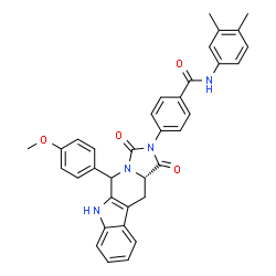 ChemSpider 2D Image | N-(3,4-Dimethylphenyl)-4-[(11aS)-5-(4-methoxyphenyl)-1,3-dioxo-5,6,11,11a-tetrahydro-1H-imidazo[1',5':1,6]pyrido[3,4-b]indol-2(3H)-yl]benzamide | C35H30N4O4