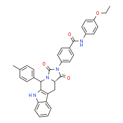 ChemSpider 2D Image | N-(4-Ethoxyphenyl)-4-[(11aS)-5-(4-methylphenyl)-1,3-dioxo-5,6,11,11a-tetrahydro-1H-imidazo[1',5':1,6]pyrido[3,4-b]indol-2(3H)-yl]benzamide | C35H30N4O4