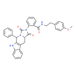 ChemSpider 2D Image | 2-[(11aS)-1,3-Dioxo-5-phenyl-5,6,11,11a-tetrahydro-1H-imidazo[1',5':1,6]pyrido[3,4-b]indol-2(3H)-yl]-N-[2-(4-methoxyphenyl)ethyl]benzamide | C35H30N4O4