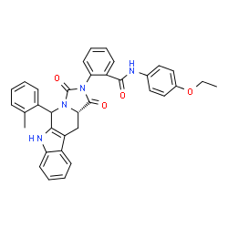 ChemSpider 2D Image | N-(4-Ethoxyphenyl)-2-[(11aS)-5-(2-methylphenyl)-1,3-dioxo-5,6,11,11a-tetrahydro-1H-imidazo[1',5':1,6]pyrido[3,4-b]indol-2(3H)-yl]benzamide | C35H30N4O4