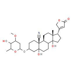 ChemSpider 2D Image | (8xi,14xi,17alpha)-3-[(2,6-Dideoxy-3-O-methylhexopyranosyl)oxy]-5,14-dihydroxy-19-nitrilocard-20(22)-enolide | C30H43NO8