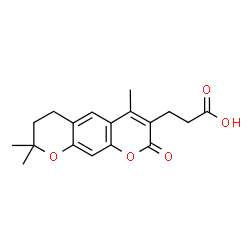 ChemSpider 2D Image | 3-(4,8,8-trimethyl-2-oxo-2,6,7,8-tetrahydropyrano[3,2-g]chromen-3-yl)propanoic acid | C18H20O5