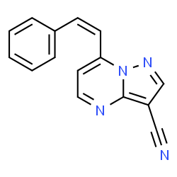 ChemSpider 2D Image | 7-[(Z)-2-Phenylvinyl]pyrazolo[1,5-a]pyrimidine-3-carbonitrile | C15H10N4