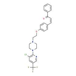 ChemSpider 2D Image | (2Z)-3-[4-(2-{4-[3-Chloro-5-(trifluoromethyl)-2-pyridinyl]-1-piperazinyl}ethoxy)phenyl]-1-phenyl-2-propen-1-one | C27H25ClF3N3O2