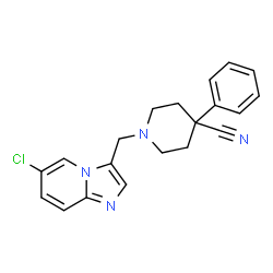 ChemSpider 2D Image | 1-[(6-Chloroimidazo[1,2-a]pyridin-3-yl)methyl]-4-phenyl-4-piperidinecarbonitrile | C20H19ClN4