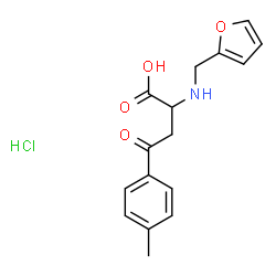 ChemSpider 2D Image | 2-[(2-Furylmethyl)amino]-4-(4-methylphenyl)-4-oxobutanoic acid hydrochloride (1:1) | C16H18ClNO4