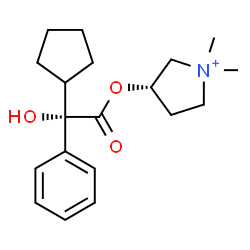 ChemSpider 2D Image | (3S)-3-{[(2S)-2-Cyclopentyl-2-hydroxy-2-phenylacetyl]oxy}-1,1-dimethylpyrrolidinium | C19H28NO3