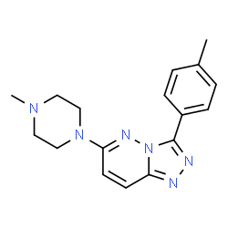 ChemSpider 2D Image | 3-(4-Methylphenyl)-6-(4-methyl-1-piperazinyl)[1,2,4]triazolo[4,3-b]pyridazine | C17H20N6