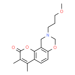 ChemSpider 2D Image | 9-(3-Methoxypropyl)-3,4-dimethyl-9,10-dihydro-2H,8H-chromeno[8,7-e][1,3]oxazin-2-one | C17H21NO4