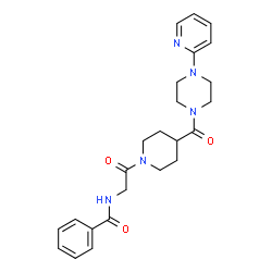 ChemSpider 2D Image | N-[2-Oxo-2-(4-{[4-(2-pyridinyl)-1-piperazinyl]carbonyl}-1-piperidinyl)ethyl]benzamide | C24H29N5O3