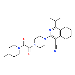 ChemSpider 2D Image | 1-Isopropyl-3-{4-[(4-methyl-1-piperidinyl)(oxo)acetyl]-1-piperazinyl}-5,6,7,8-tetrahydro-4-isoquinolinecarbonitrile | C25H35N5O2