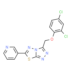 ChemSpider 2D Image | 3-[(2,4-Dichlorophenoxy)methyl]-6-(3-pyridinyl)[1,2,4]triazolo[3,4-b][1,3,4]thiadiazole | C15H9Cl2N5OS
