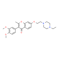 ChemSpider 2D Image | 3-(3,4-Dimethoxyphenyl)-7-[2-(4-ethyl-1-piperazinyl)ethoxy]-2-methyl-4H-chromen-4-one | C26H32N2O5