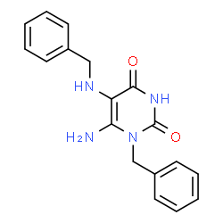 ChemSpider 2D Image | 6-Amino-1-benzyl-5-benzylamino-1H-pyrimidine-2,4-dione | C18H18N4O2