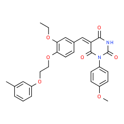 ChemSpider 2D Image | (5Z)-5-{3-Ethoxy-4-[2-(3-methylphenoxy)ethoxy]benzylidene}-1-(4-methoxyphenyl)-2,4,6(1H,3H,5H)-pyrimidinetrione | C29H28N2O7