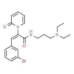ChemSpider 2D Image | (2E)-3-(3-Bromophenyl)-N-[3-(diethylamino)propyl]-2-(2-oxo-1(2H)-pyridinyl)acrylamide | C21H26BrN3O2