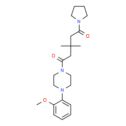 ChemSpider 2D Image | 1-[4-(2-Methoxyphenyl)-1-piperazinyl]-3,3-dimethyl-5-(1-pyrrolidinyl)-1,5-pentanedione | C22H33N3O3