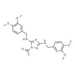 ChemSpider 2D Image | 1-{3,5-Bis[(3,4-dimethoxybenzyl)amino]-1H-1,2,4-triazol-1-yl}ethanone | C22H27N5O5