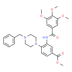 ChemSpider 2D Image | Methyl 4-(4-benzyl-1-piperazinyl)-3-[(3,4,5-trimethoxybenzoyl)amino]benzoate | C29H33N3O6