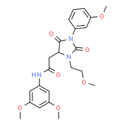 ChemSpider 2D Image | N-(3,5-Dimethoxyphenyl)-2-[3-(2-methoxyethyl)-1-(3-methoxyphenyl)-2,5-dioxo-4-imidazolidinyl]acetamide | C23H27N3O7