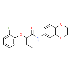 ChemSpider 2D Image | N-(2,3-Dihydro-1,4-benzodioxin-6-yl)-2-(2-fluorophenoxy)butanamide | C18H18FNO4