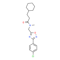 ChemSpider 2D Image | N-{[3-(4-Chlorophenyl)-1,2,4-oxadiazol-5-yl]methyl}-3-cyclohexyl-N-methylpropanamide | C19H24ClN3O2