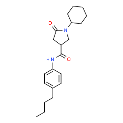 ChemSpider 2D Image | N-(4-Butylphenyl)-1-cyclohexyl-5-oxo-3-pyrrolidinecarboxamide | C21H30N2O2