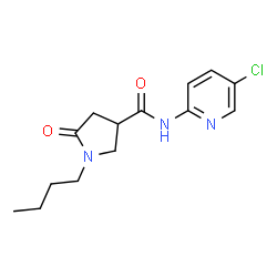ChemSpider 2D Image | 1-Butyl-N-(5-chloro-2-pyridinyl)-5-oxo-3-pyrrolidinecarboxamide | C14H18ClN3O2