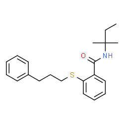 ChemSpider 2D Image | N-(2-Methyl-2-butanyl)-2-[(3-phenylpropyl)sulfanyl]benzamide | C21H27NOS