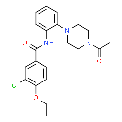 ChemSpider 2D Image | N-[2-(4-Acetyl-1-piperazinyl)phenyl]-3-chloro-4-ethoxybenzamide | C21H24ClN3O3