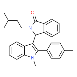 ChemSpider 2D Image | 2-(3-Methylbutyl)-3-[1-methyl-2-(4-methylphenyl)-1H-indol-3-yl]-1-isoindolinone | C29H30N2O