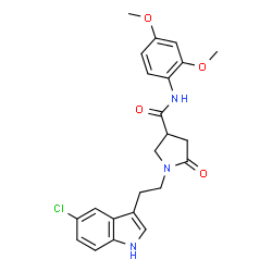 ChemSpider 2D Image | 1-[2-(5-Chloro-1H-indol-3-yl)ethyl]-N-(2,4-dimethoxyphenyl)-5-oxo-3-pyrrolidinecarboxamide | C23H24ClN3O4