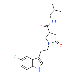 ChemSpider 2D Image | 1-[2-(5-Chloro-1H-indol-3-yl)ethyl]-N-isobutyl-5-oxo-3-pyrrolidinecarboxamide | C19H24ClN3O2