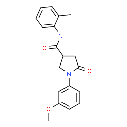 ChemSpider 2D Image | 1-(3-Methoxyphenyl)-N-(2-methylphenyl)-5-oxo-3-pyrrolidinecarboxamide | C19H20N2O3