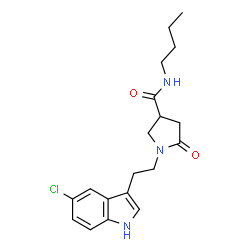 ChemSpider 2D Image | N-Butyl-1-[2-(5-chloro-1H-indol-3-yl)ethyl]-5-oxo-3-pyrrolidinecarboxamide | C19H24ClN3O2