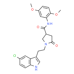 ChemSpider 2D Image | 1-[2-(5-Chloro-1H-indol-3-yl)ethyl]-N-(2,5-dimethoxyphenyl)-5-oxo-3-pyrrolidinecarboxamide | C23H24ClN3O4