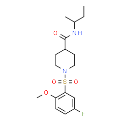 ChemSpider 2D Image | N-sec-Butyl-1-[(5-fluoro-2-methoxyphenyl)sulfonyl]-4-piperidinecarboxamide | C17H25FN2O4S