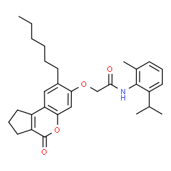 ChemSpider 2D Image | 2-[(8-Hexyl-4-oxo-1,2,3,4-tetrahydrocyclopenta[c]chromen-7-yl)oxy]-N-(2-isopropyl-6-methylphenyl)acetamide | C30H37NO4