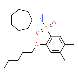 ChemSpider 2D Image | N-Cycloheptyl-4,5-dimethyl-2-(pentyloxy)benzenesulfonamide | C20H33NO3S