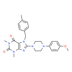 ChemSpider 2D Image | 8-[4-(4-Methoxyphenyl)-1-piperazinyl]-1,3-dimethyl-7-(4-methylbenzyl)-3,7-dihydro-1H-purine-2,6-dione | C26H30N6O3