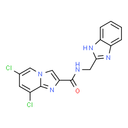 ChemSpider 2D Image | N-(1H-Benzimidazol-2-ylmethyl)-6,8-dichloroimidazo[1,2-a]pyridine-2-carboxamide | C16H11Cl2N5O