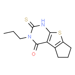 ChemSpider 2D Image | 6-Mercapto-5-propyl-1,2,3,5-tetrahydro-8-thia-5,7-diaza-cyclopenta[a]inden-4-one | C12H14N2OS2
