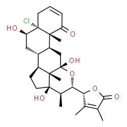 ChemSpider 2D Image | (5alpha,6beta,12alpha,17alpha,22S,23R)-5-Chloro-6,12,17-trihydroxy-12,22:23,26-diepoxyergosta-2,24-diene-1,26-dione | C28H37ClO7