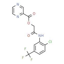 ChemSpider 2D Image | 2-{[2-Chloro-5-(trifluoromethyl)phenyl]amino}-2-oxoethyl 2-pyrazinecarboxylate | C14H9ClF3N3O3