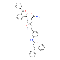 ChemSpider 2D Image | (8R)-7-(2-Benzoylbenzoyl)-3-{3-[(3,3-diphenylpropanoyl)amino]phenyl}-1-oxa-2,7-diazaspiro[4.4]non-2-ene-8-carboxamide | C42H36N4O5