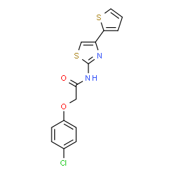 ChemSpider 2D Image | 2-(4-Chlorophenoxy)-N-[4-(2-thienyl)-1,3-thiazol-2-yl]acetamide | C15H11ClN2O2S2