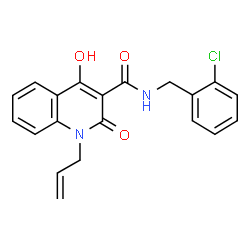ChemSpider 2D Image | 1-Allyl-N-(2-chlorobenzyl)-4-hydroxy-2-oxo-1,2-dihydro-3-quinolinecarboxamide | C20H17ClN2O3