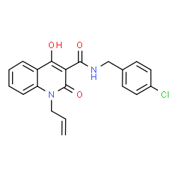 ChemSpider 2D Image | 1-Allyl-N-(4-chlorobenzyl)-4-hydroxy-2-oxo-1,2-dihydro-3-quinolinecarboxamide | C20H17ClN2O3