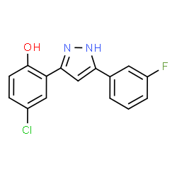 ChemSpider 2D Image | 4-Chloro-2-[5-(3-fluorophenyl)-1H-pyrazol-3-yl]phenol | C15H10ClFN2O